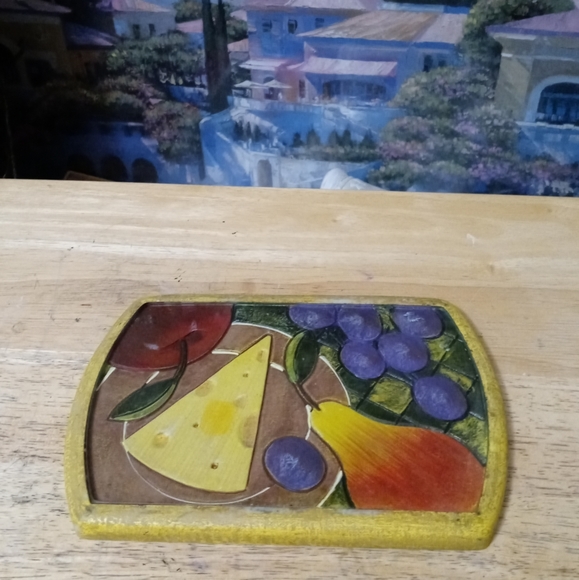 VTG International Heartland Serving 🍇 Platter&1 Clay Art Cheese Cutting Board. - Picture 12 of 16